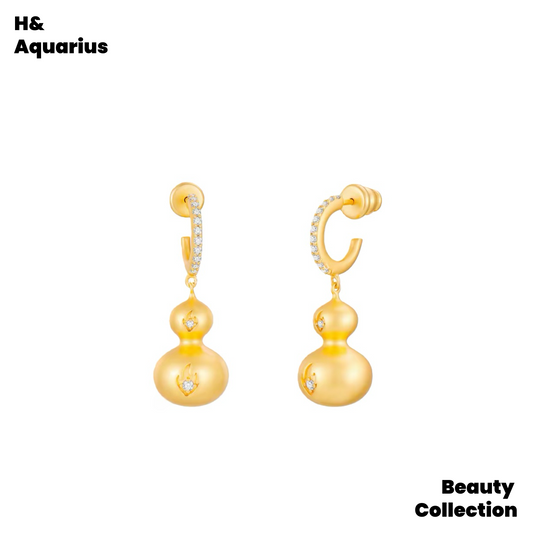 Fire Gourd Hoop Earrings - New Year Brushed Minimalist Statement Ear Cuffs