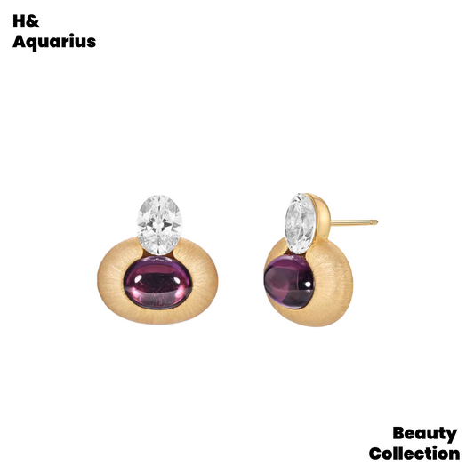 Purple Star Earrings - New Year Luxury Minimalist Oval Hoops
