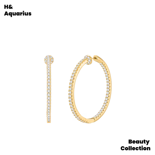 Gold Plated Halo Hoop Earrings - Luxury Minimalist Statement Earrings