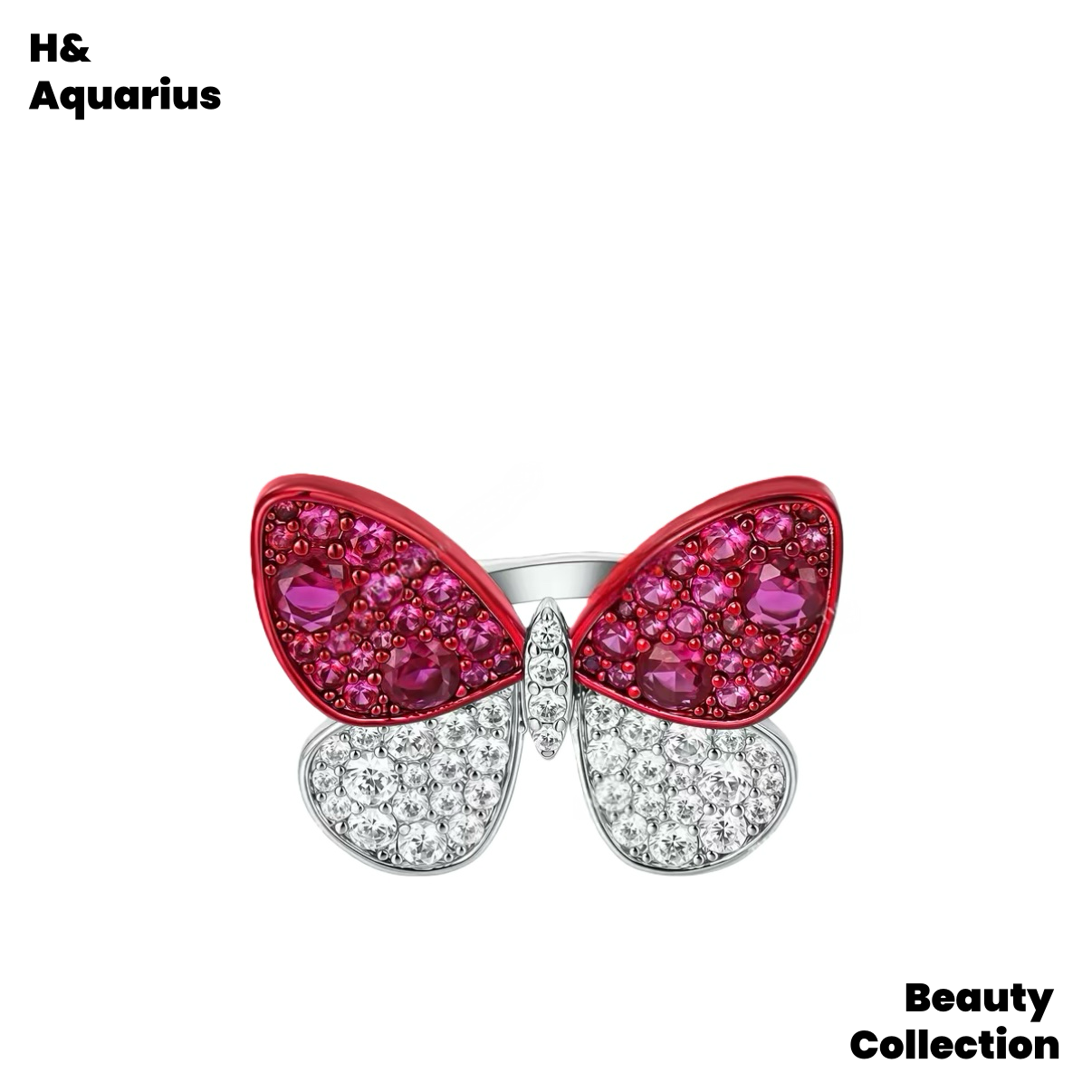 Gold Plated Butterfly Ear Cuff - AB Color Asymmetric Ear Clip for Women