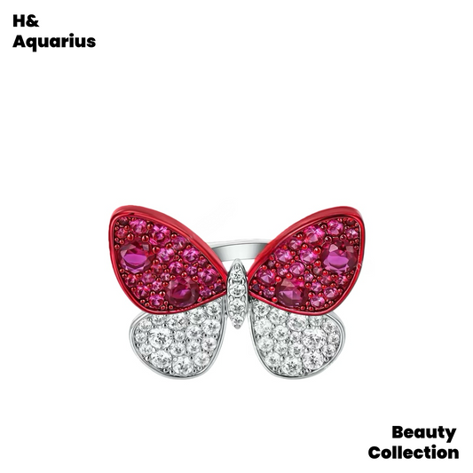 Gold Plated Butterfly Ear Cuff - AB Color Asymmetric Ear Clip for Women
