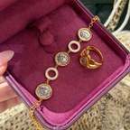 18K gold-plated sterling silver coin bracelet with mother-of-pearl ring accents