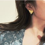 18K gold-plated sterling silver heart stud earrings with hammered textured fronts and butterfly backs