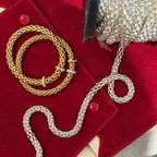 18K gold-plated sterling silver woven chain bracelet with movable pavé cubic zirconia ring