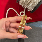 18K gold-plated sterling silver woven chain bracelet with movable pavé cubic zirconia ring