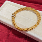 18K gold-plated sterling silver woven chain bracelet with movable pavé cubic zirconia ring