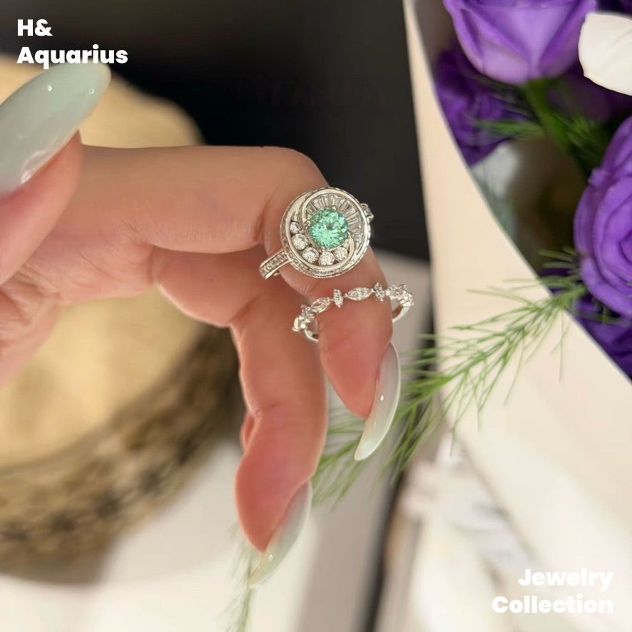 Synthetic YAG Mint Mambo Ring - 925 Silver Minimalist Luxury Fashion Ring