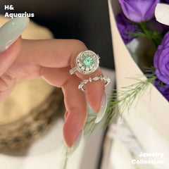 Synthetic YAG Mint Mambo Ring - 925 Silver Minimalist Luxury Fashion Ring