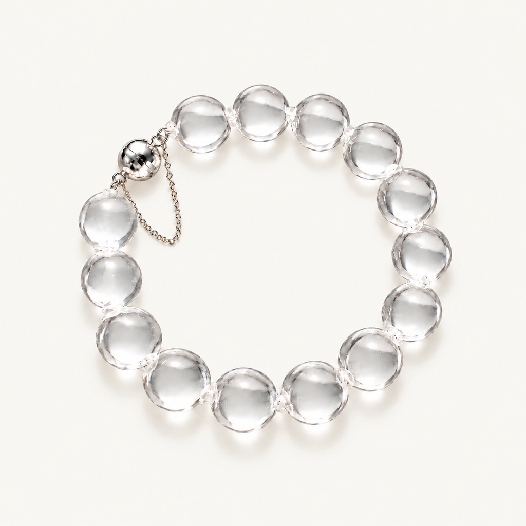 Lucent Rock Crystal Round Bead Bracelet