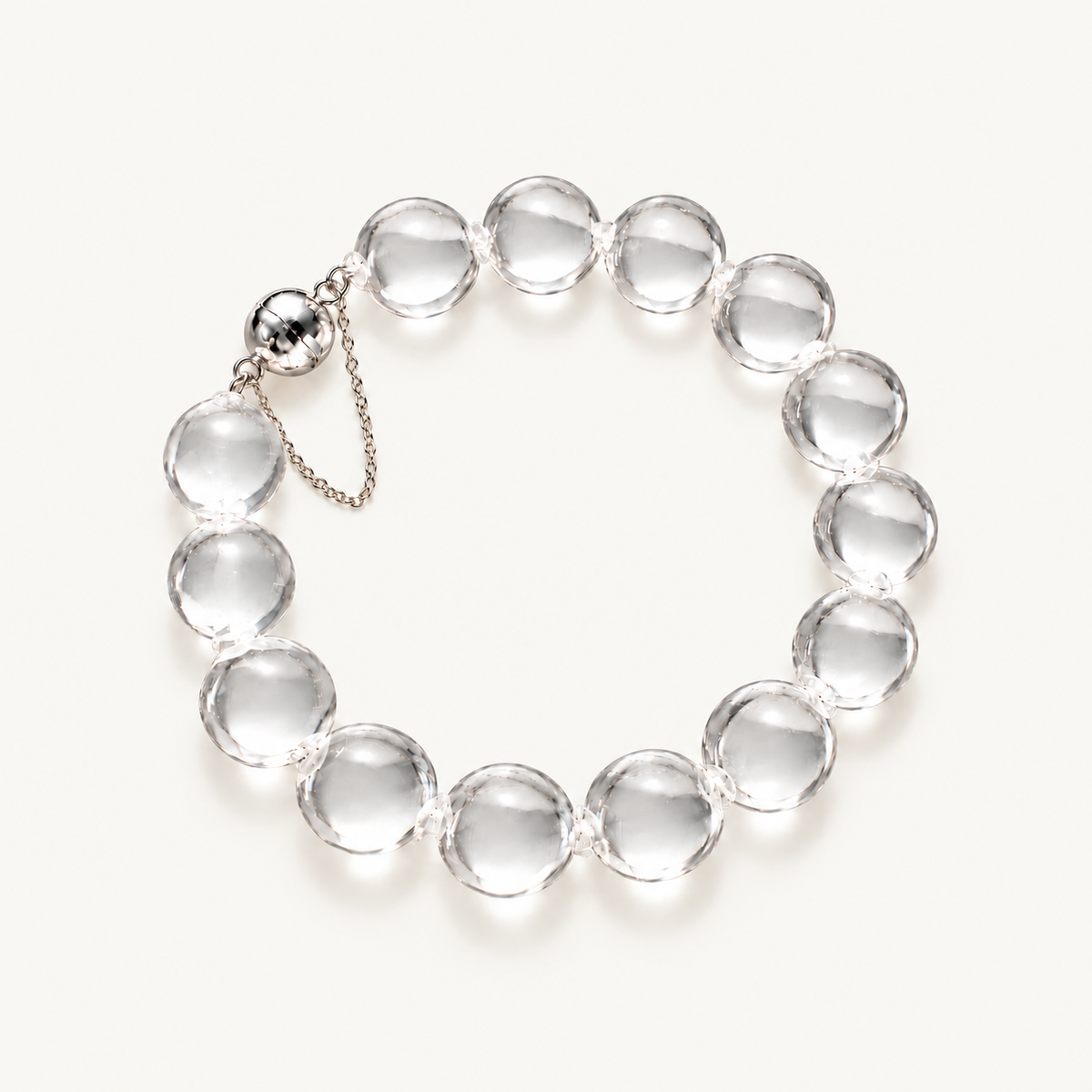 Lucent Rock Crystal Round Bead Bracelet