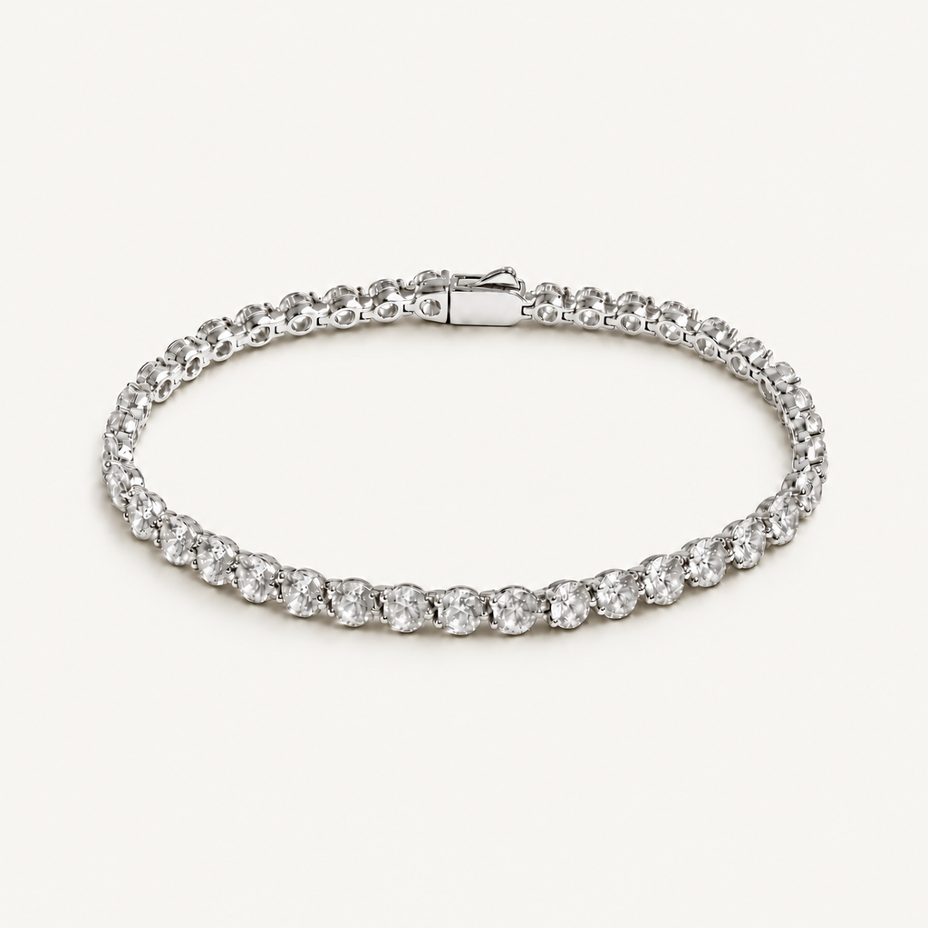 Silver Wide Tennis Bracelet