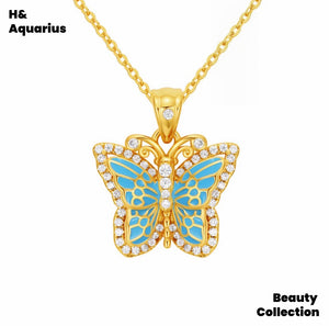 925 Silver Synthetic Zirconia Butterfly Necklace, Minimalist Luxury Elegant Unique Women's Necklace