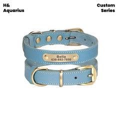 Custom Pet leather dog collar leash cowhide dog tag custom engraving anti-loss golden retriever medium and large dog collar