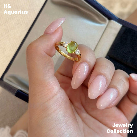 Green Shadow Star Ring - 925 Silver Peridot Minimalist Luxury Ring