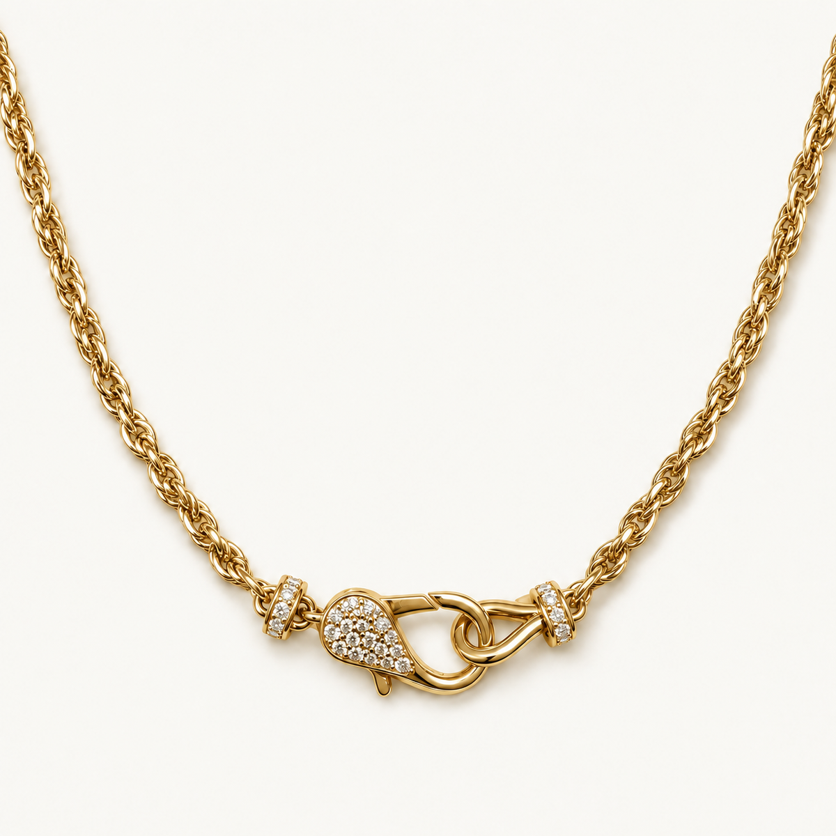 Gold and silver soft-twist and paperclip chains in 925 sterling silver with sparkling stone accents