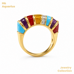 925 Silver & Zirconia Vintage Rainbow Hook Ring - Minimalist Retro Statement Ring
