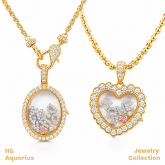 Pendant: 925 Silver & Zirconia "Heart Gallery" Charm - DIY Letter Pendant with Clasp