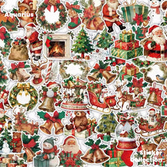 120 Retro Christmas Stickers Laptop Notebook Phone Case ipad Water Cup Decorative Stickers