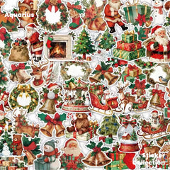 120 Retro Christmas Stickers Laptop Notebook Phone Case ipad Water Cup Decorative Stickers