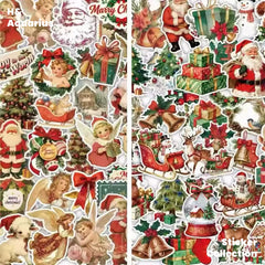 120 Retro Christmas Stickers Laptop Notebook Phone Case ipad Water Cup Decorative Stickers