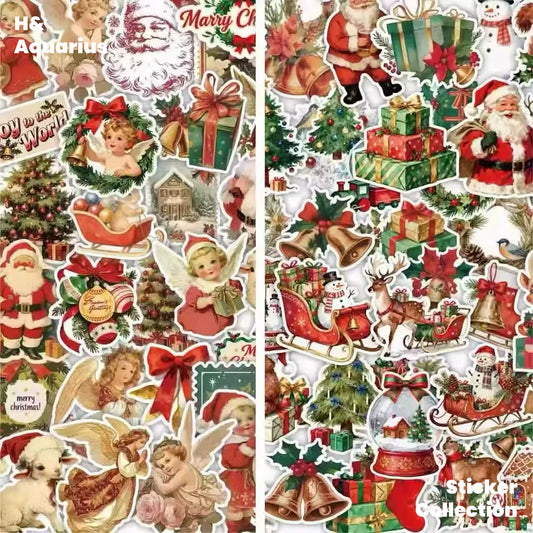 120 Retro Christmas Stickers Laptop Notebook Phone Case ipad Water Cup Decorative Stickers