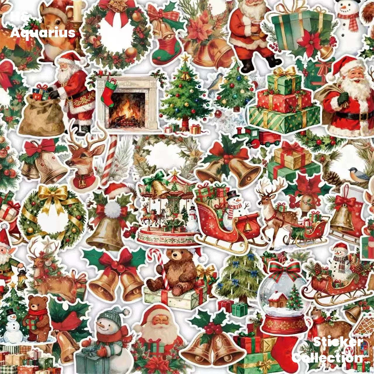 120 Retro Christmas Stickers Laptop Notebook Phone Case ipad Water Cup Decorative Stickers