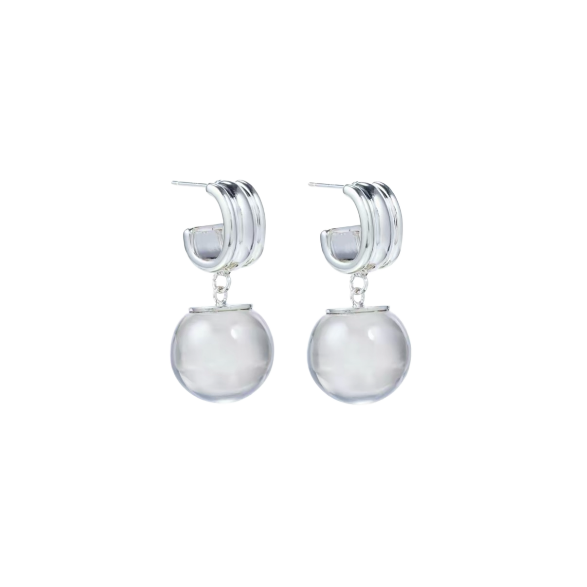Copper Alloy & Resin Earrings - Multi-Color Translucent Bead Drop Earrings