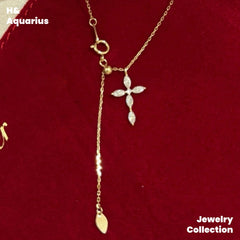 Pendant & Chain: 925 Silver & Zirconia Starfall Necklace and 925 Silver & Zirconia Cross Fringe Necklace
