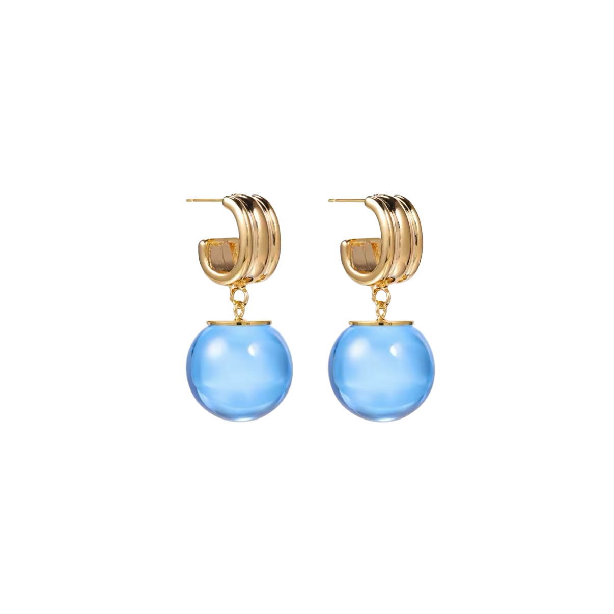 Copper Alloy & Resin Earrings - Multi-Color Translucent Bead Drop Earrings