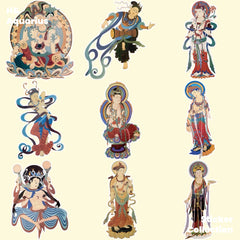 Dunhuang Mogao Grottoes flying mythological murals, characters, classical Chinese stickers, culture and art, handwritten newspaper decoration stickers