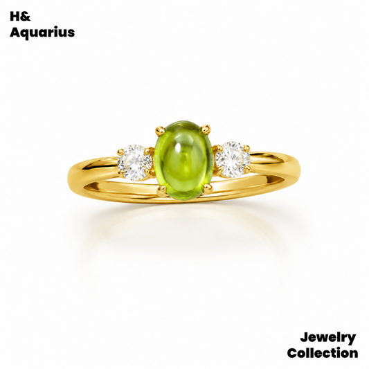 Green Shadow Star Ring - 925 Silver Peridot Minimalist Luxury Ring