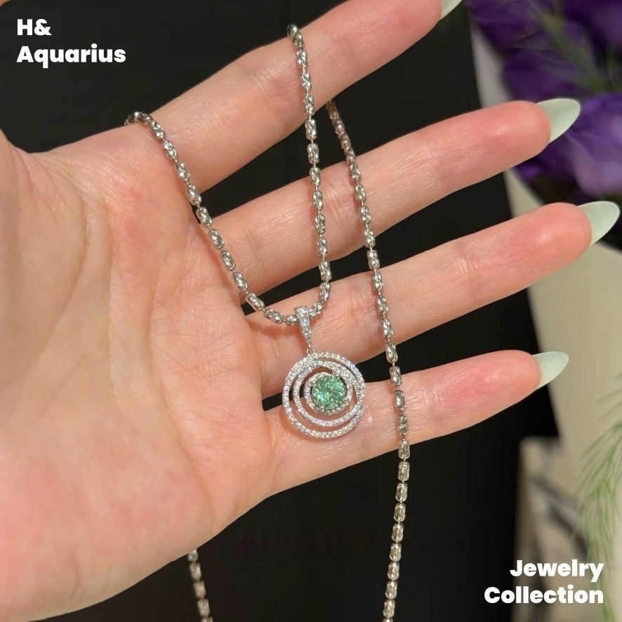 Synthetic YAG Mint Mambo Pendant - 925 Silver Minimalist Luxury Fashion Necklace