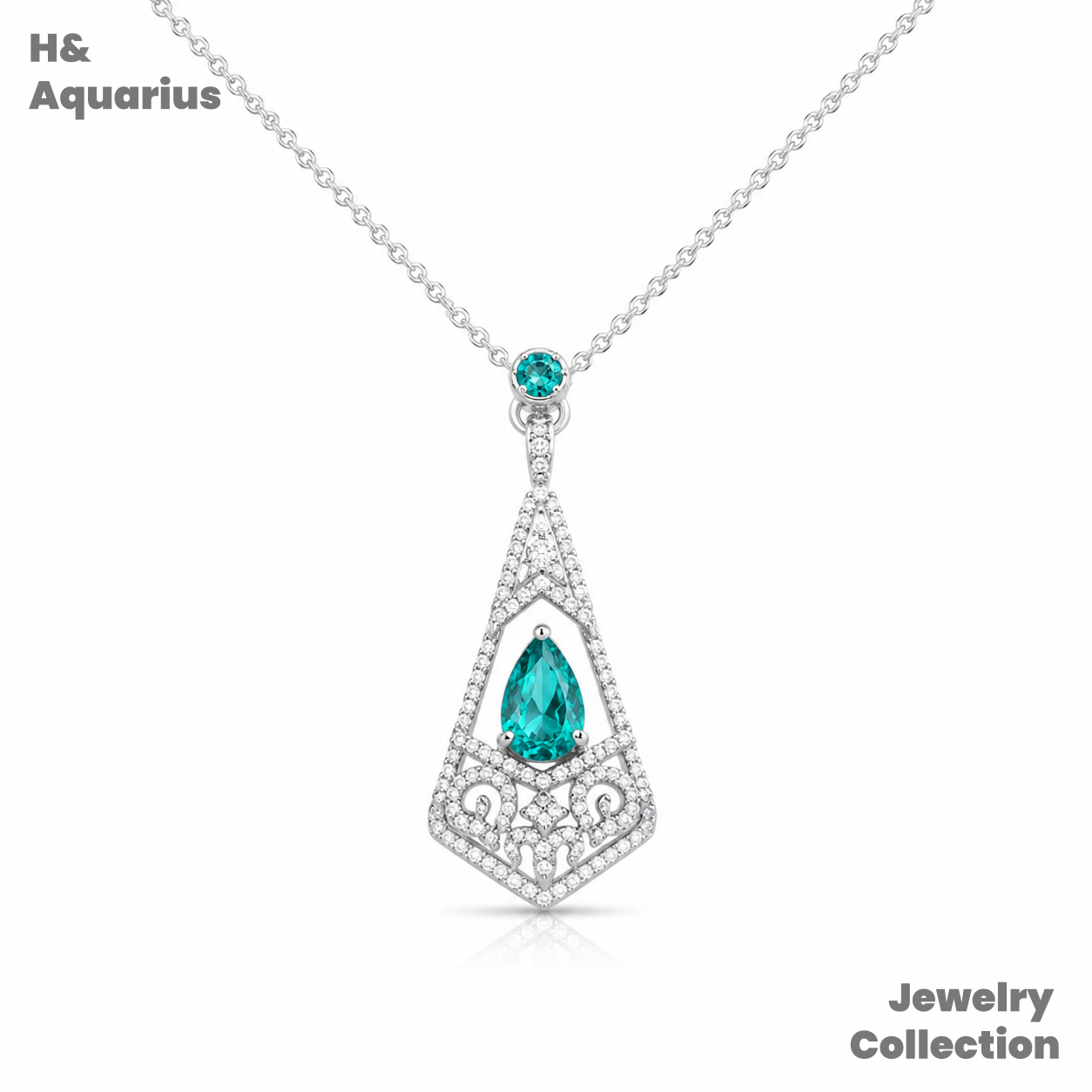 Synthetic YAG Neon Sea Temple Pendant - 925 Silver Luxury Colorful Minimalist Necklace