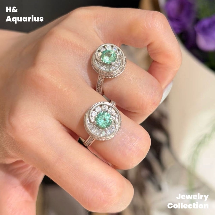Synthetic YAG Mint Mambo Ring - 925 Silver Minimalist Luxury Fashion Ring