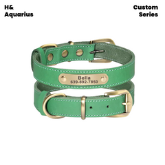 Custom Pet leather dog collar leash cowhide dog tag custom engraving anti-loss golden retriever medium and large dog collar