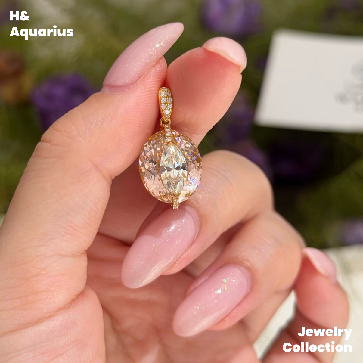 Lab-Grown Sapphire Peach Bubble Ring/Pendant - 925 Silver Fairy Style Jewelry
