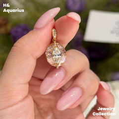 Lab-Grown Sapphire Peach Bubble Ring/Pendant - 925 Silver Fairy Style Jewelry