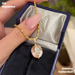 Lab-Grown Sapphire Peach Bubble Ring/Pendant - 925 Silver Fairy Style Jewelry