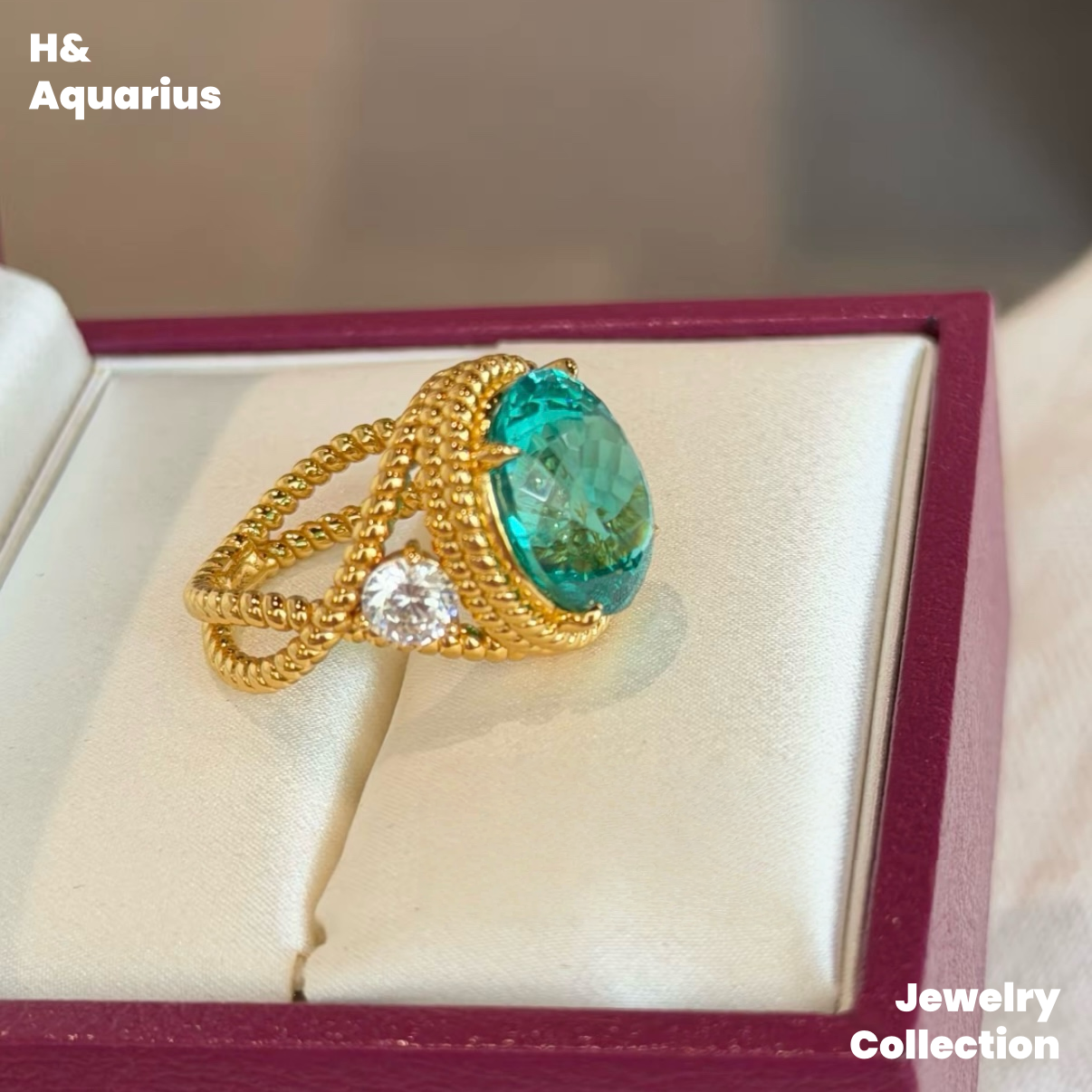 Synthetic YAG Neon Glow Ring - 925 Silver K Gold Plated Lab-Created Luxury Ring