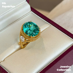 Synthetic YAG Neon Glow Ring - 925 Silver K Gold Plated Lab-Created Luxury Ring