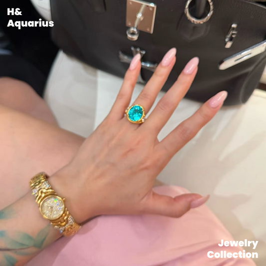 Synthetic YAG Neon Glow Ring - 925 Silver K Gold Plated Lab-Created Luxury Ring
