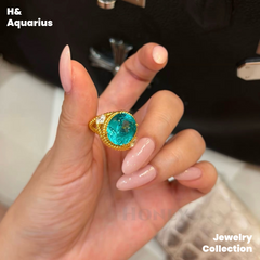 Synthetic YAG Neon Glow Ring - 925 Silver K Gold Plated Lab-Created Luxury Ring