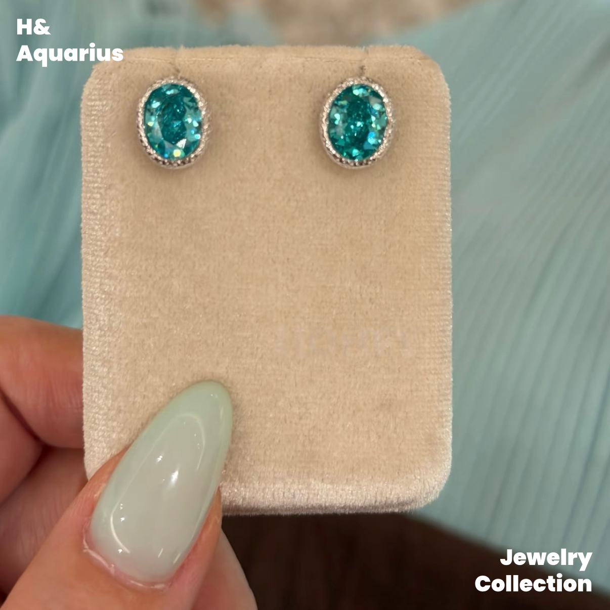 Synthetic YAG Double Wave Earrings - 925 Silver Lab-Created Colorful Luxury Studs