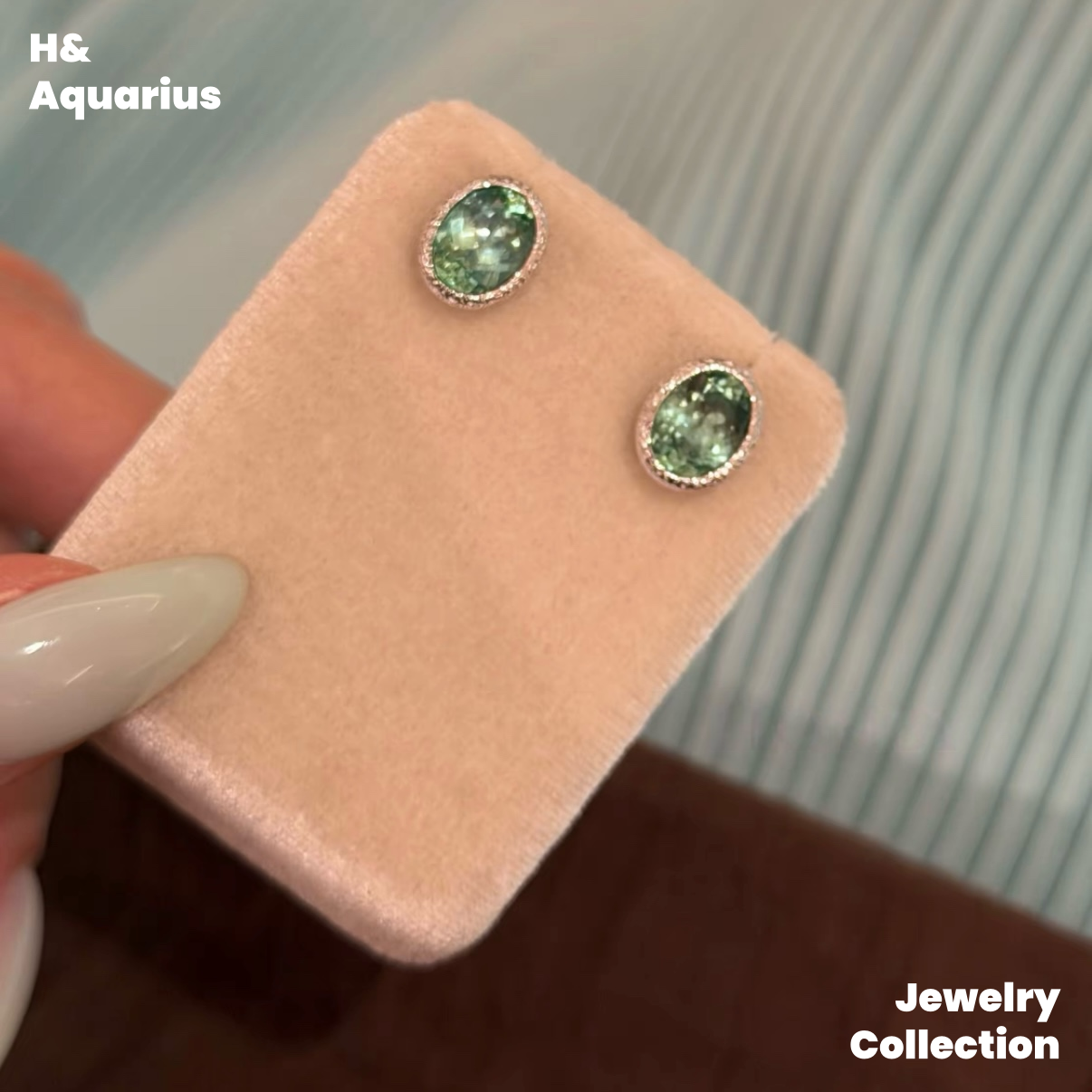 Synthetic YAG Double Wave Earrings - 925 Silver Lab-Created Colorful Luxury Studs