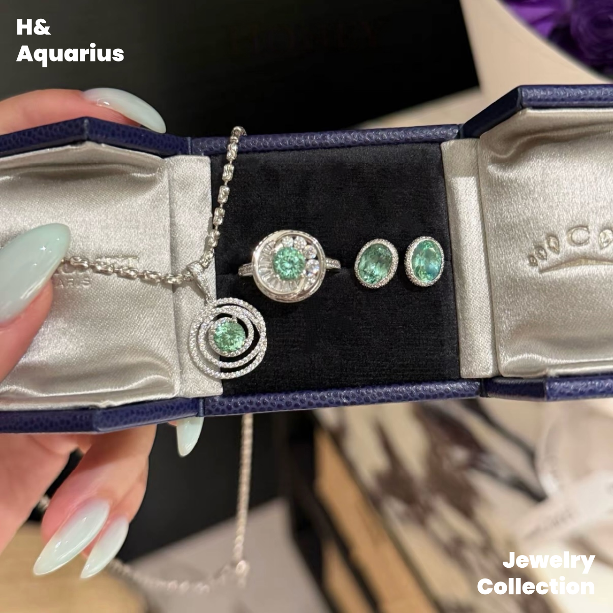 Synthetic YAG Double Wave Earrings - 925 Silver Lab-Created Colorful Luxury Studs