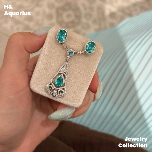 Synthetic YAG Double Wave Earrings - 925 Silver Lab-Created Colorful Luxury Studs