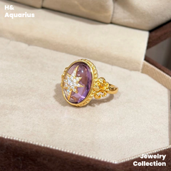 Purple Night Oracle Ring - 925 Silver Crystal Luxury Mystical Ring