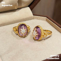 Purple Night Oracle Ring - 925 Silver Crystal Luxury Mystical Ring