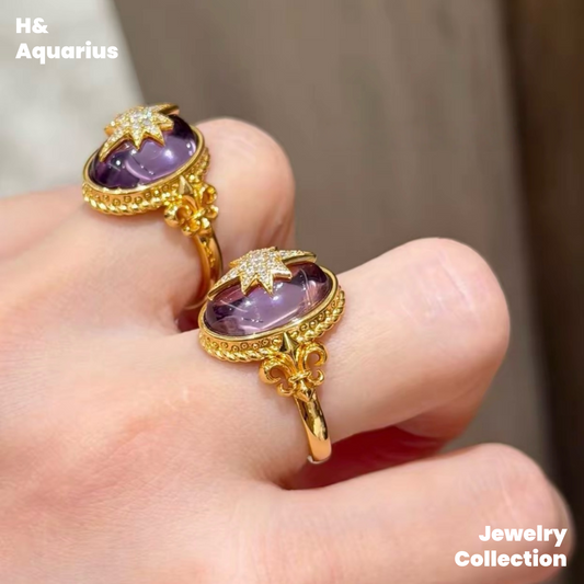Purple Night Oracle Ring - 925 Silver Crystal Luxury Mystical Ring