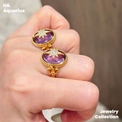Purple Night Oracle Ring - 925 Silver Crystal Luxury Mystical Ring